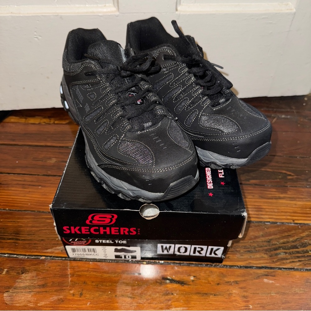 Men’s Work Tennis Shoe Skechers Black Steel